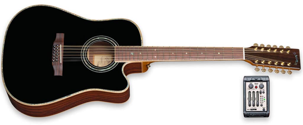 ZAD900CE 12 String Solid Spruce/Rosewood Acoustic Electric AURA Black Lacquer Pro Series